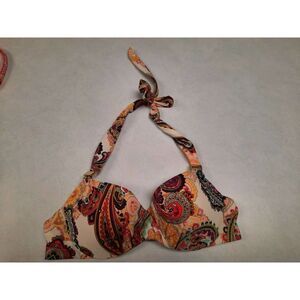 Victoria's Secret Swim The Unforgettable 36A Bikini Padded Halter Paisley Top
